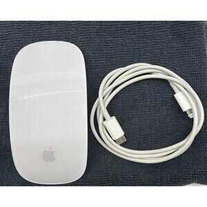 Apple Magic Mouse 2 Wireless Mouse White A1657 Mouse & Lighting Cable Works